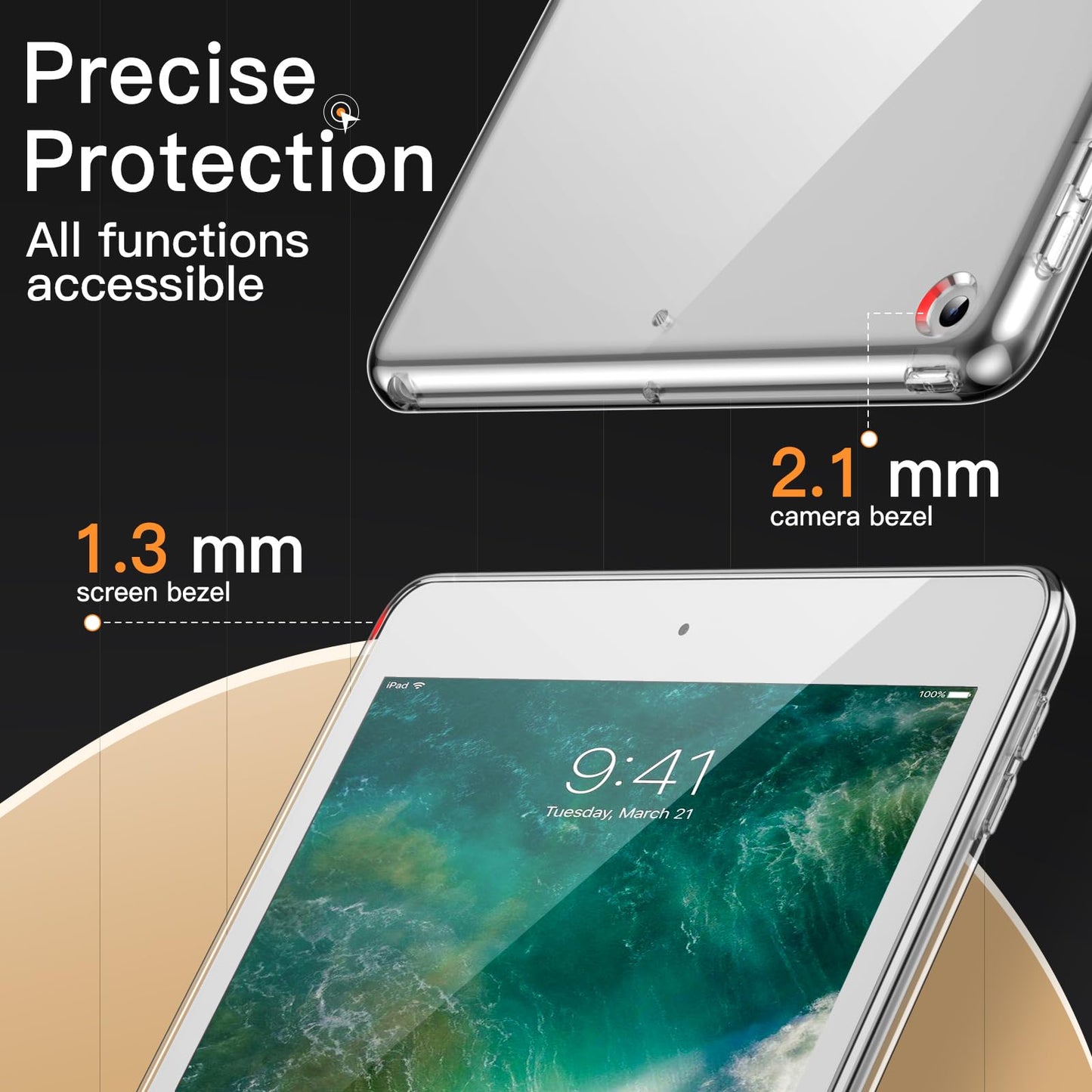 JETech Case for iPad Pro 11-Inch 2022/2021/2020 Model (4th/3rd/2nd Generation), Soft TPU Transparent Slim Shockproof Tablet Cover, Support Pencil 2nd Charging (Clear)