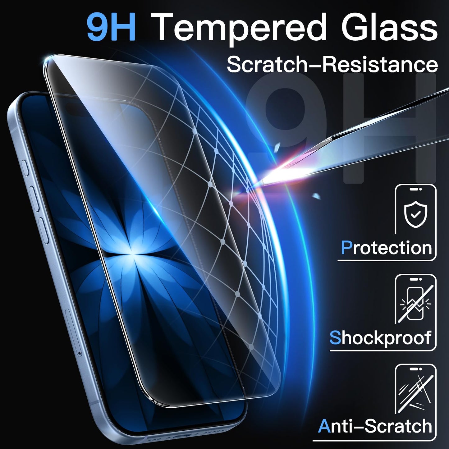 JETech Full Coverage Screen Protector for iPhone 17e (2026) / iPhone 16e, 9H Tempered Glass Film, Case-Friendly, HD Clear, 6.1-Inch Display, 3-Pack