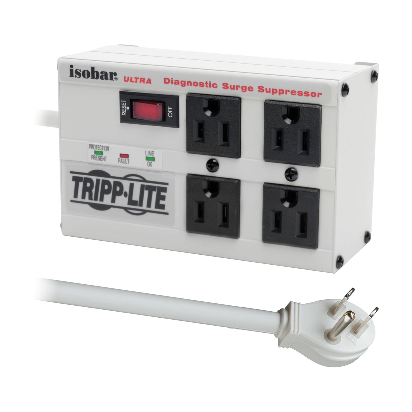 Tripp Lite ISOBAR6ULTRA Isobar 6 Outlet Heavy Duty Power Strip Surge Protector, 3330 Joules, 6ft Cord, Flat Plug, Metal Power Strip, Industrial Garage Work Shop Bench, Under Desk and Wall Mountable