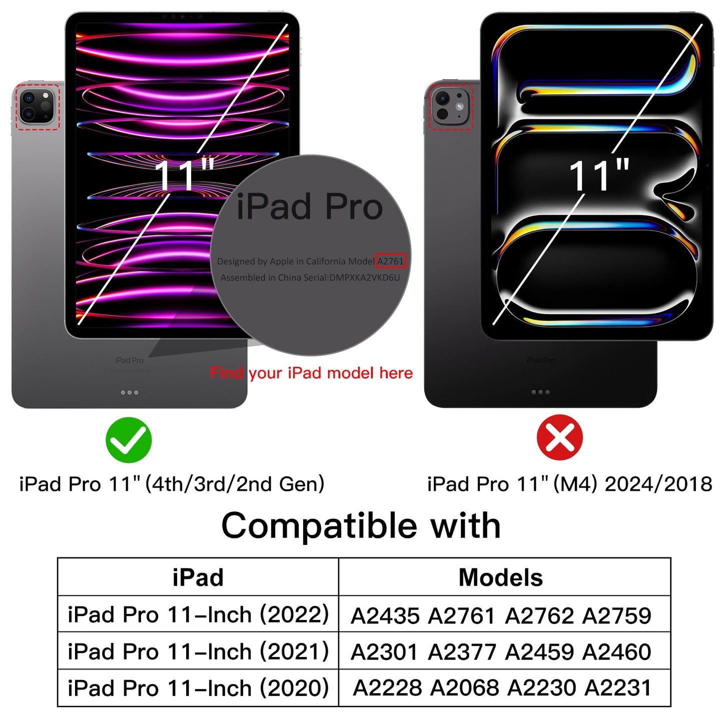 JETech Case for iPad Pro 11-Inch 2022/2021/2020 Model (4th/3rd/2nd Generation), Soft TPU Transparent Slim Shockproof Tablet Cover, Support Pencil 2nd Charging (Clear)