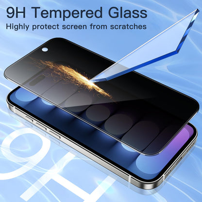 JETech Privacy Screen Protector for iPhone 15 6.1-Inch, Anti-Spy Tempered Glass Film with Easy Installation Tool, 2-Pack