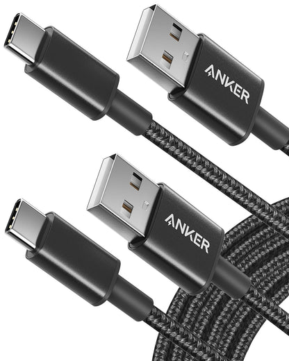 Anker Cable [2 Pack 3ft], USB A to USB C Cable for iPhone 17 Series,Samsung Galaxy S10 S10+, LG V30, Beats Fit Pro and More (Black).