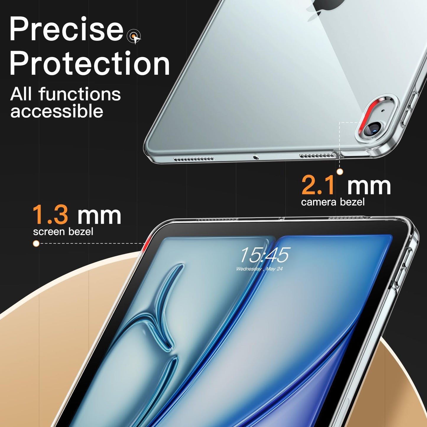 JETech Case for iPad Pro 11-Inch 2022/2021/2020 Model (4th/3rd/2nd Generation), Soft TPU Transparent Slim Shockproof Tablet Cover, Support Pencil 2nd Charging (Clear)