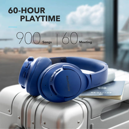 Soundcore Anker Life Q20 Hybrid Active Noise Cancelling Headphones, Wireless Over Ear Bluetooth Headphones, 70H Playtime, Hi-Res Audio, Deep Bass, Memory Foam Ear Cups, Travel, Office