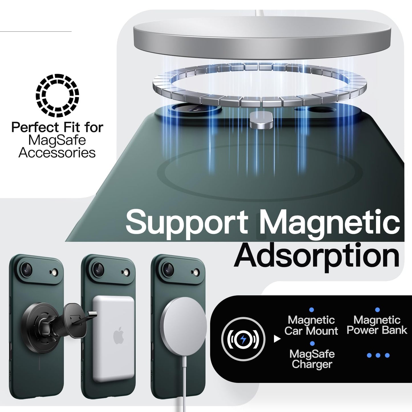 JETech Magnetic Slim Case for iPhone 17 Pro Max 6.9-Inch, Compatible with MagSafe, Ultra-Thin Lightweight Minimalist Phone Cover with Matte Finish and Full Camera Lens Protection (Black)