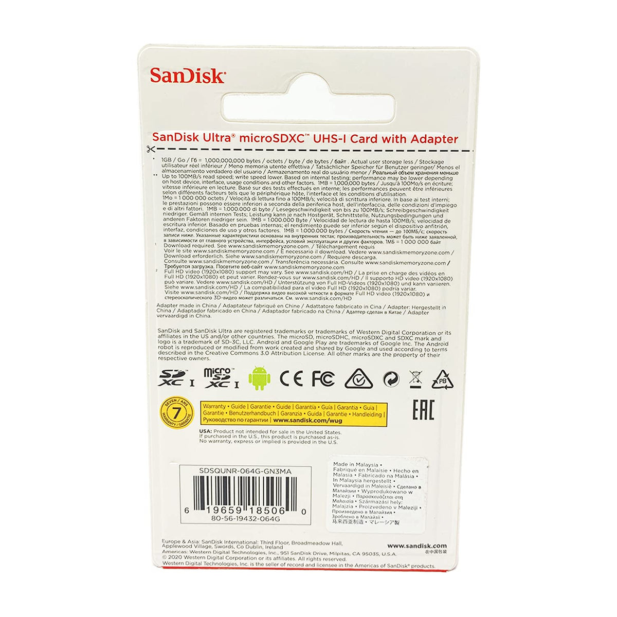 SanDisk Ultra 32GB UHS-I/Class 10 Micro SDHC Memory Card With Adapter - SDSDQUAN-032G-G4A