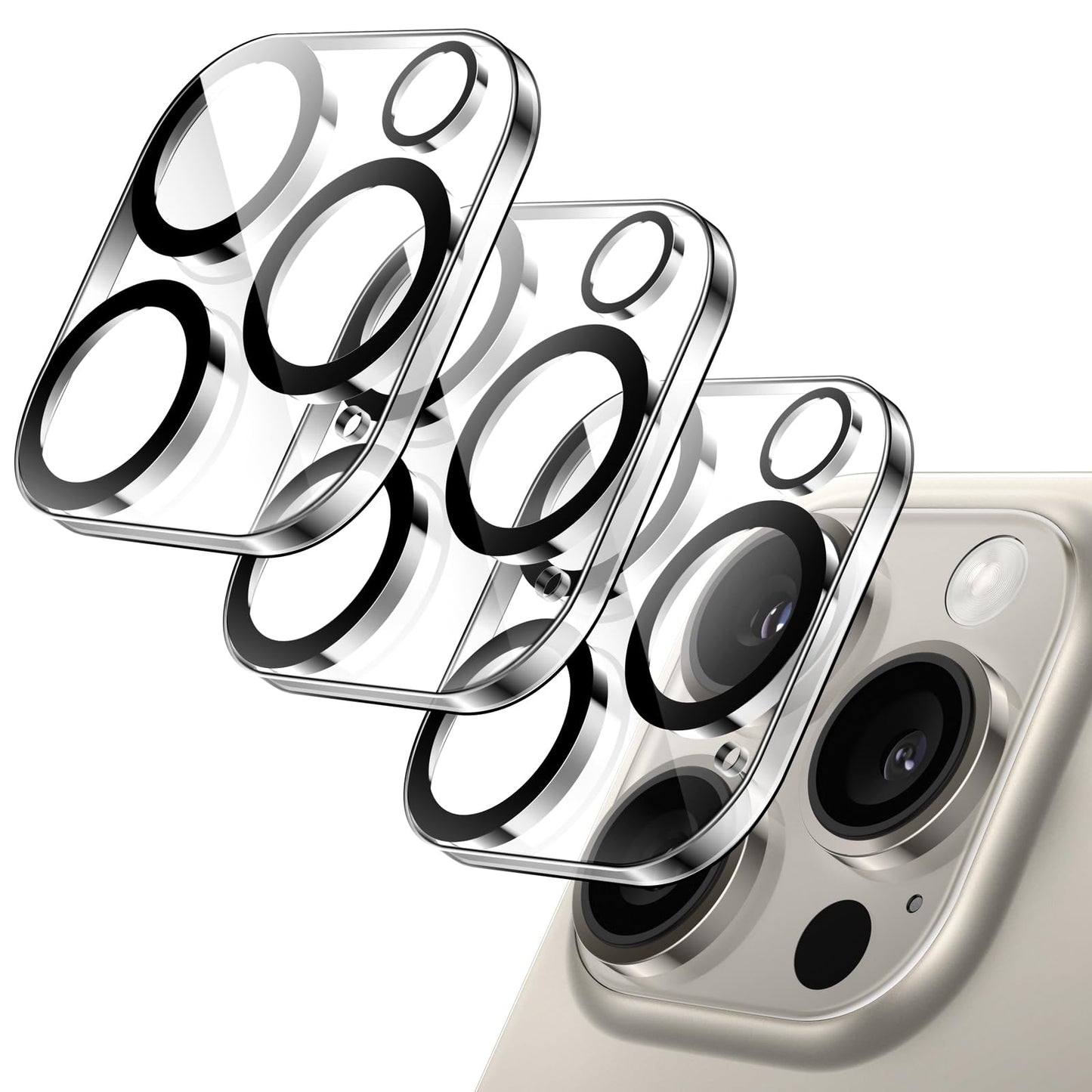JETech Camera Lens Protector for iPhone 15 6.1-Inch and iPhone 15 Plus 6.7-Inch, 9H Tempered Glass, Anti-Scratch, Case Friendly, Does Not Affect Night Shots, HD Clear, 3-Pack
