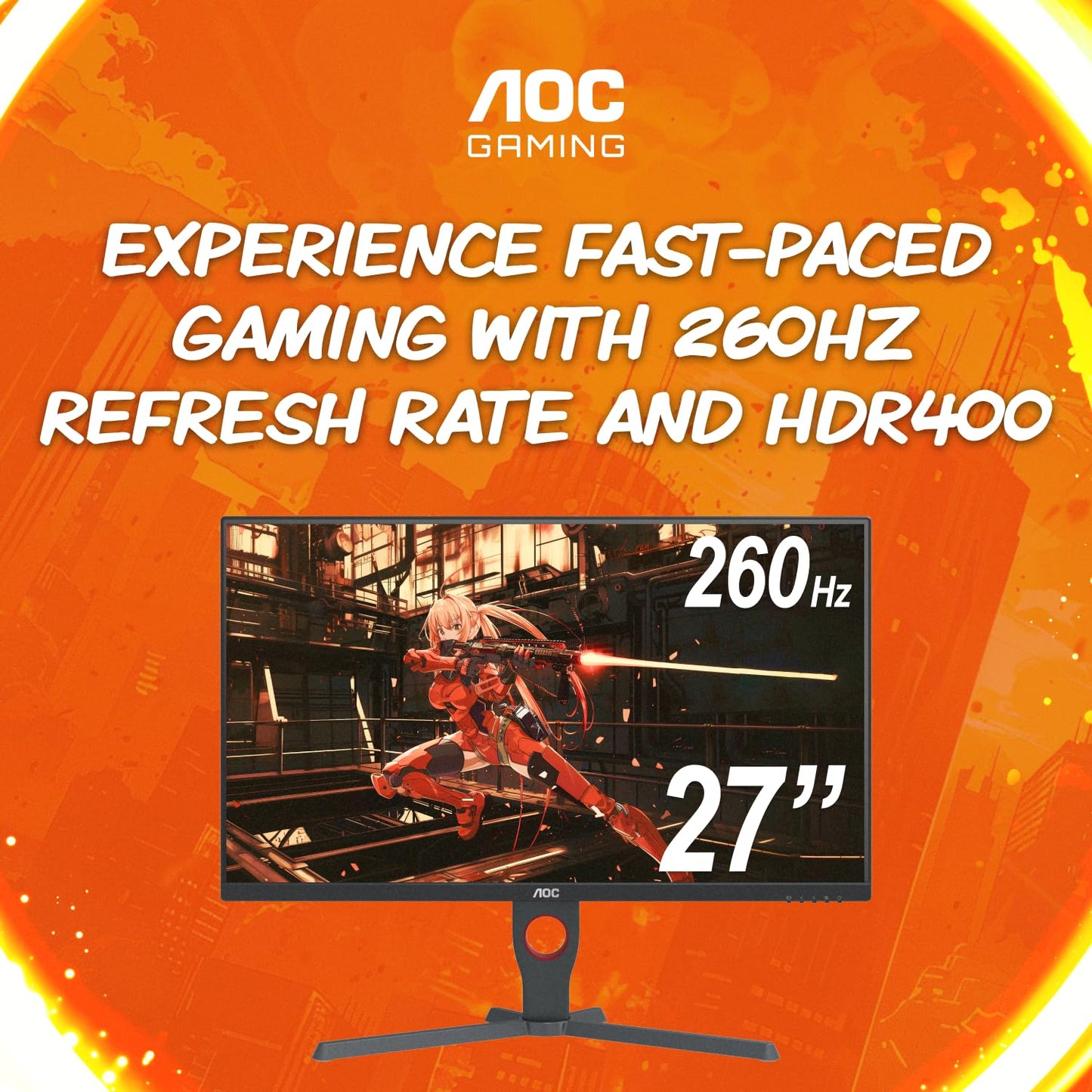AOC Q32G11ZNE 32" Frameless Gaming Monitor QHD 2560 x 1440, 240Hz, 0.5ms Response time, HDR Ready, Console Gaming Ready, 3-Year Zero Dead Pixel Guarantee, Black