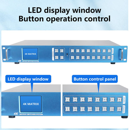 ICUIXIAN 16x16 HDMI Matrix Switch 4K@30Hz with Web GUI+LAN Port+Rs232 Control, Rack Mount HDMI Matrix 16x16 Support EDID, HDCP, Backlit Button, LED Screen Display (16 hdmi switcher 1x16 Splitter)