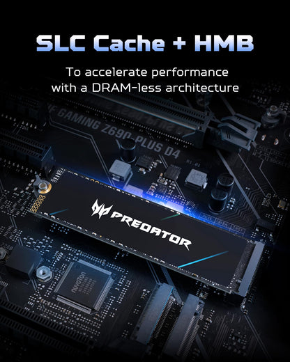 Acer Predator GM7 2TB SSD: M.2 2280 PCIe Gen 4 x4 NVMe 2.0, Read Speed Up to 7400 MB/s, Internal PC Solid State Drive for Laptop, Desktop and PS5 - BL.9BWWR.119