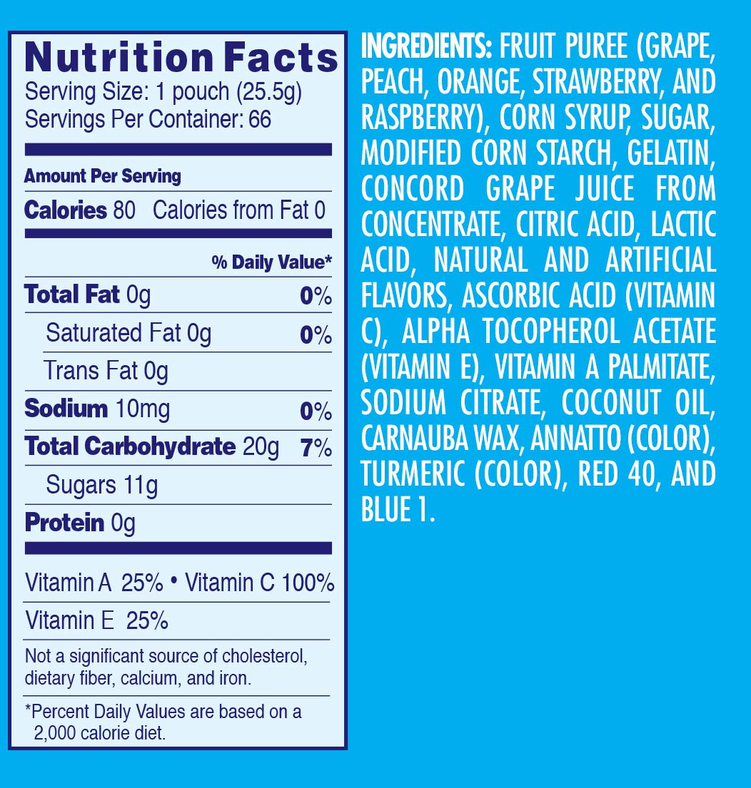 Welch's Fruit Snacks, Mixed Fruit, Gluten Free, Bulk Pack, 0.9 oz Individual Single Serve Bags (Pack of 66)
