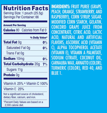 Welch's Fruit Snacks, Mixed Fruit, Gluten Free, Bulk Pack, 0.9 oz Individual Single Serve Bags (Pack of 66)