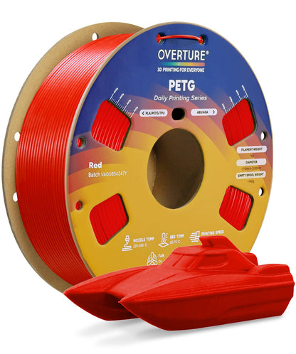 OVERTURE PETG 3D Printer Filament 1.75mm, Neatly Wound Durable PETG 1kg Spool (2.2lbs), Strong Toughness Filament, Dimensional Accuracy +/- 0.02mm, Fit Most FDM Printers (Black (1-Pack))