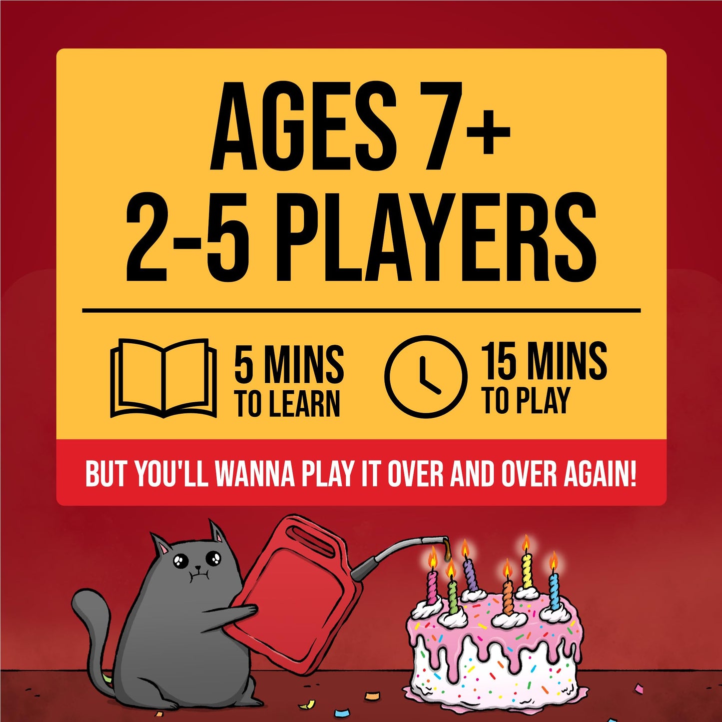 Exploding Kittens Original Edition - 2-5 Players - Ages 7+ - 15 Minutes to Play - High Stakes Card Game - Party Game, Family Game Night, Kid and Adult Card Game