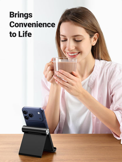 UGREEN Cell Phone Stand Holder for Desk Adjustable Compatible with iPhone 13 12 Pro Max 11 SE XS XR 8 Plus 6 7 Galaxy Note20 S20 S10 S9 S8 Foldable Black