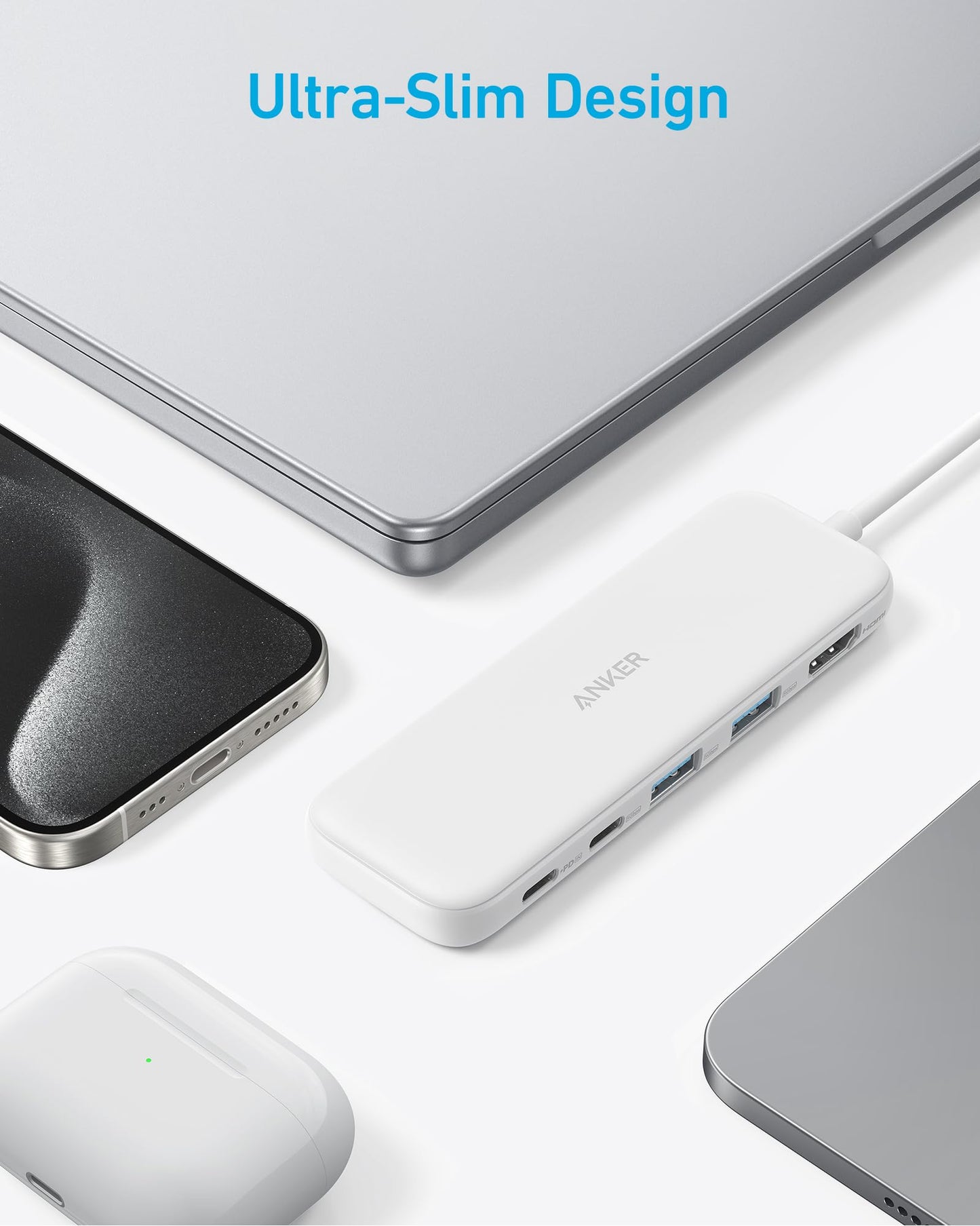 Anker USB C Hub, 5-in-1 USBC to HDMI Splitter with 4K Display, 1 x Powered USB-C 5Gbps & 2×Powered USB-A 3.0 5Gbps Data Ports for MacBook Pro, MacBook Air, Dell and More