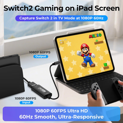 Guermok Video Capture Card, 4K USB3.0 HDMI to USB C Capture Card for Streaming, 1080P 60FPS, Compatible with iPad Mac OS Windows, Quest 3, OBS, PS5/4, Switch2/1, Xbox, Camera (Silver)