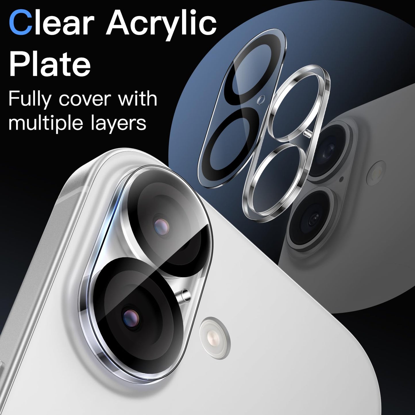 JETech Camera Lens Protector for iPhone 15 6.1-Inch and iPhone 15 Plus 6.7-Inch, 9H Tempered Glass, Anti-Scratch, Case Friendly, Does Not Affect Night Shots, HD Clear, 3-Pack