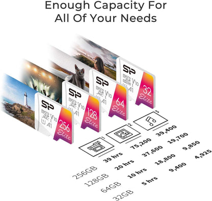 Silicon Power 128GB Micro SD Card U3 SDXC Up to 100MB/s High Speed Memory Card for Cams, DJI Pocket and Drones