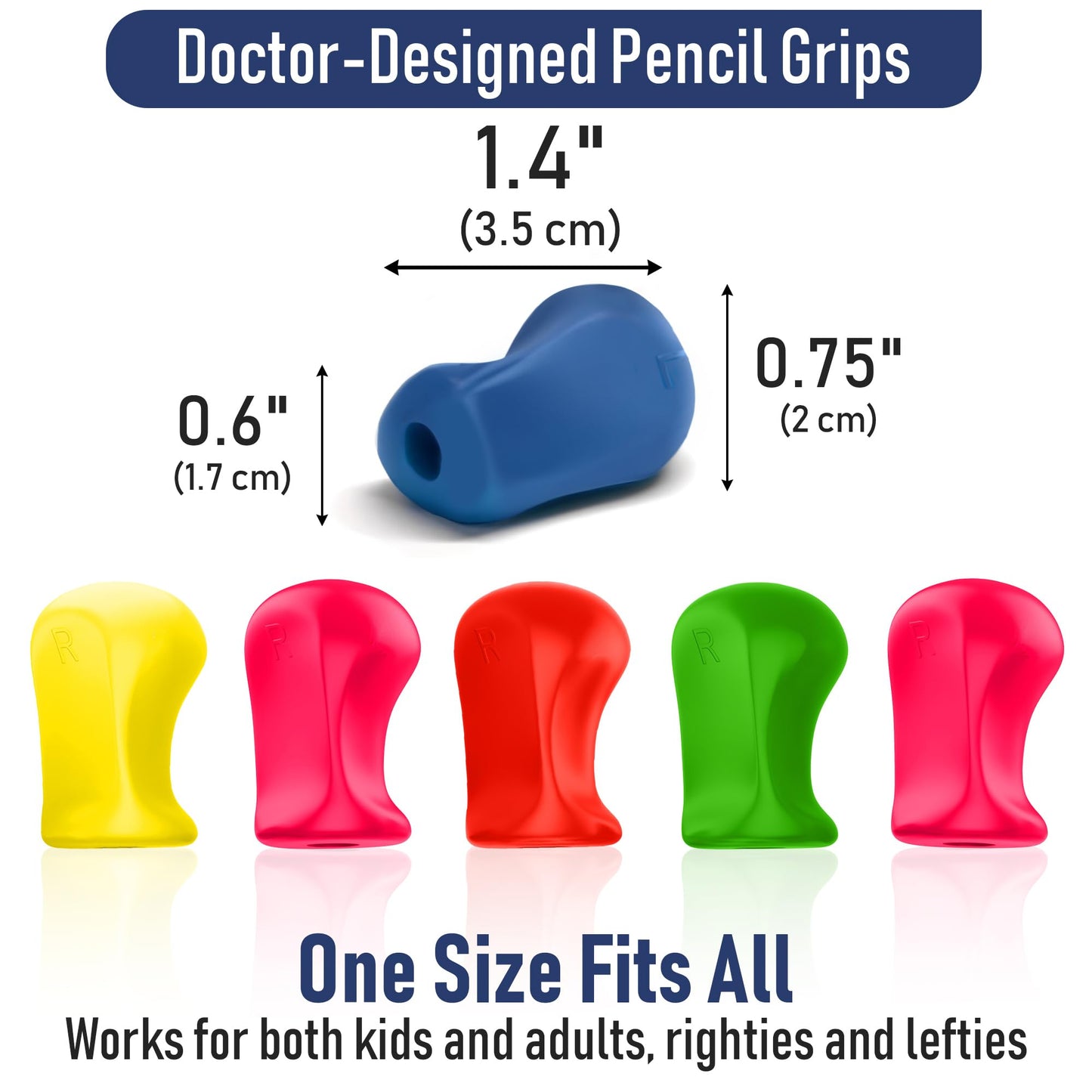 The Pencil Grip Original Pencil Grippers 6 Pcs, Improves Kids Handwriting, Ergonomic Pen Holder for Righties & Lefties, Ideal for Kids, Toddlers, Adults, Writing Tool with Finger Cushion