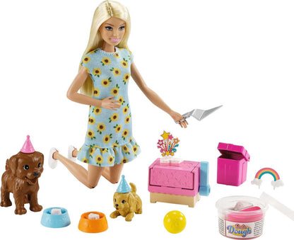 Barbie Doll & Pets Set, Blonde with Mommy Dog, 3 Newborn Puppies with Color-Change Feature & Pet Accessories