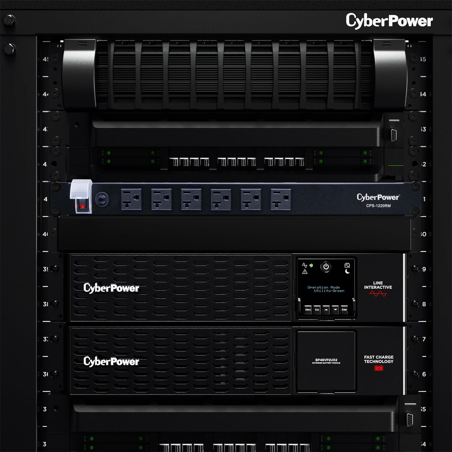 CyberPower CPS1215RMS Surge Protector, 120V/15A, 12 Outlets, 15 ft Power Cord, 1U Rackmount