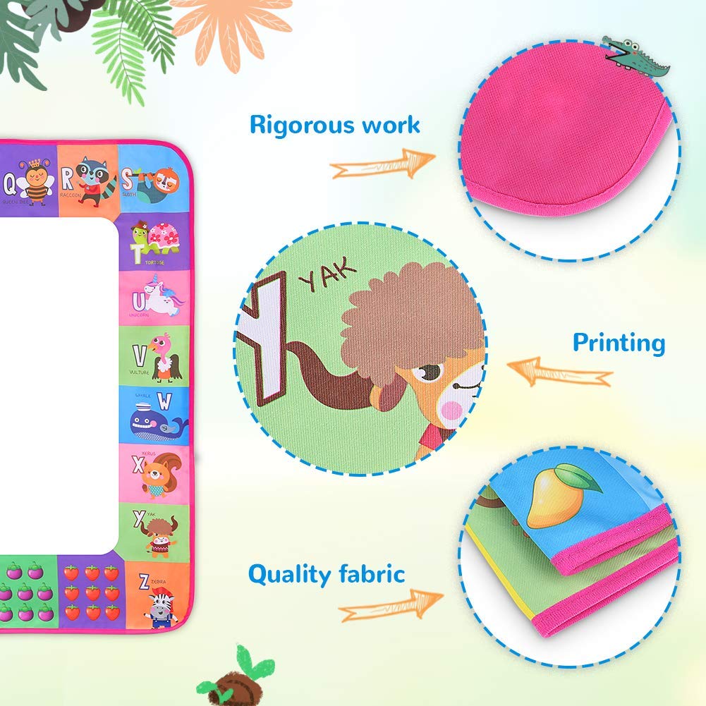Water Doodle Mat - Kids Painting Writing Color Doodle Drawing Mat Toy Bring Magic Pens Educational Toys for Age 3 4 5 6 7 Year Old Girls Boys Age Toddler Gift