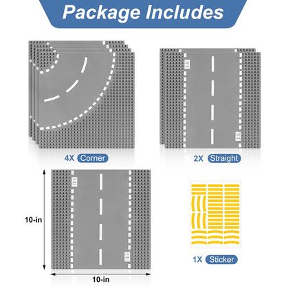 Pokiiulk Classic Gray Baseplates, 32x32 Studs Square Base Plates for Play or Display Bricks Creations, Compatible with Classic Legos, 10" x 10", Pack of 2, Perfect for City Streets, Castle, Mountains