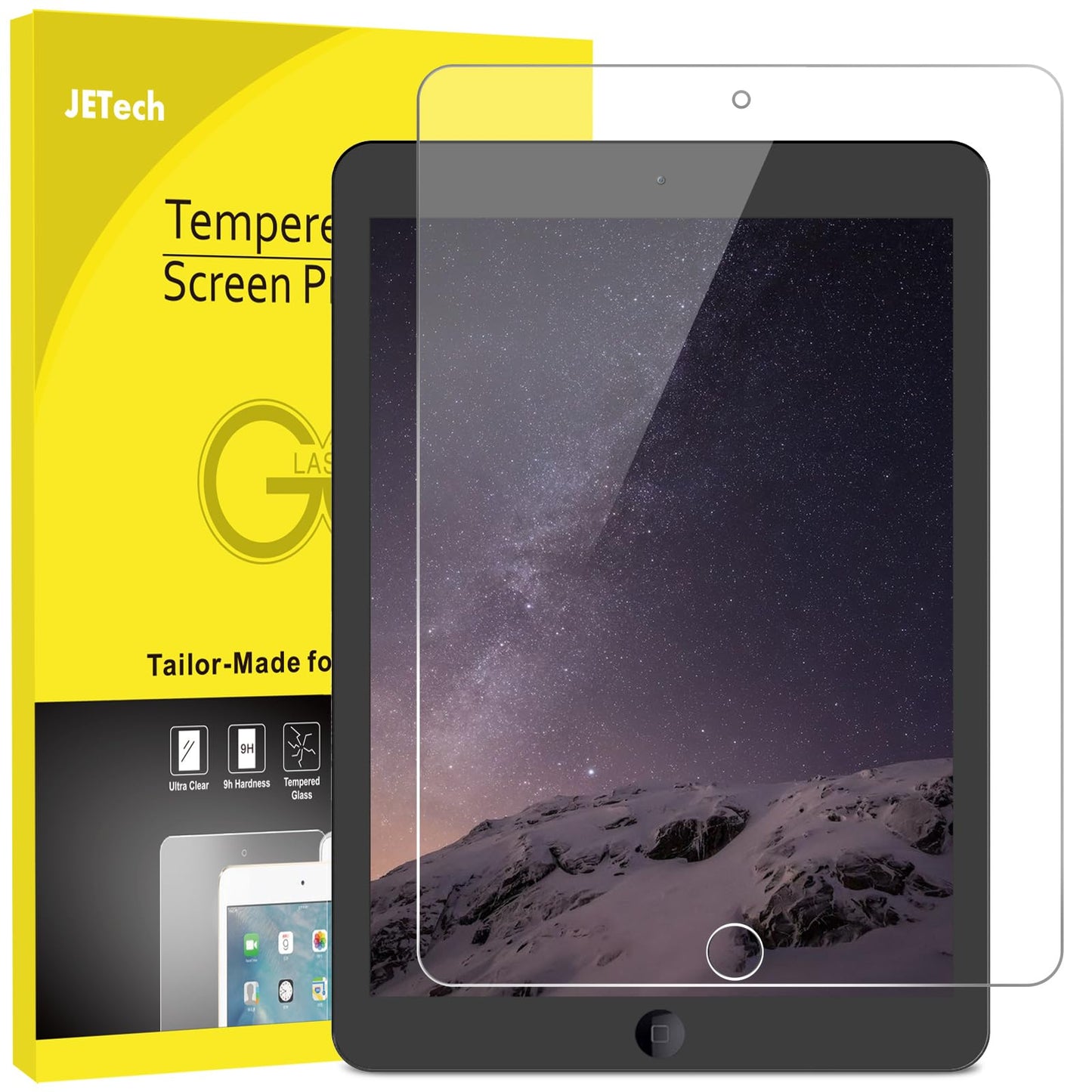 JETech Screen Protector for iPad (10.2-Inch, 2021/2020/2019 Model, 9/8/7 Generation), Tempered Glass Film, 1-Pack