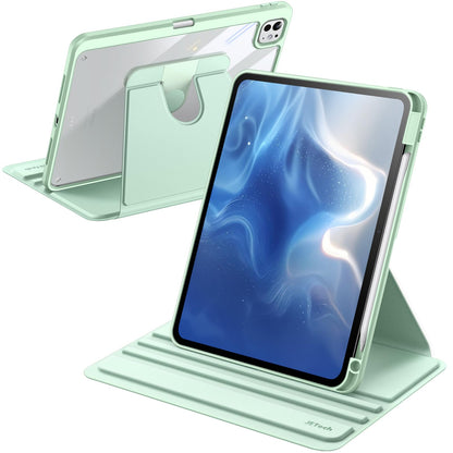 JETech Rotating Case for iPad mini (A17 Pro, 2024 Model, 7th Generation) / mini 6 (2021 Model, 6th Generation) with Pencil Holder, 360 Degree Rotation Protective Stand Cover Clear Back (Purple)