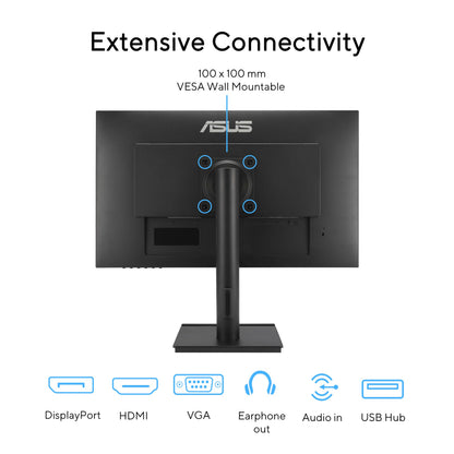 ASUS 27 Inch Desktop Monitor - Full HD (1920 x 1080), IPS, 75Hz, Adaptive-Sync, HDMI, D-Sub, Frameless - VA27EHE