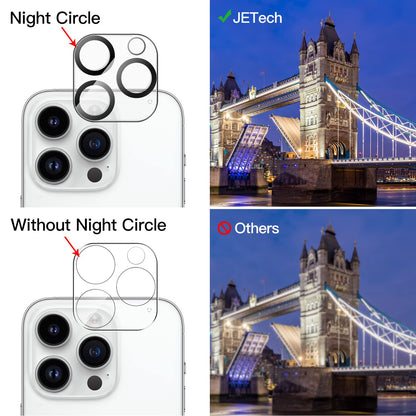 JETech Camera Lens Protector for iPhone 14 6.1-Inch and iPhone 14 Plus 6.7-Inch, 9H Tempered Glass, Anti-Scratch, Case Friendly, Does Not Affect Night Shots, HD Clear, 3-Pack