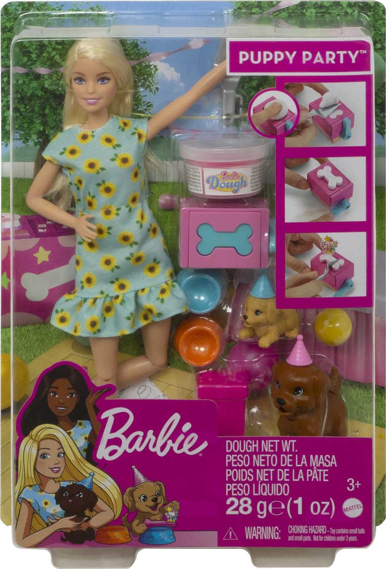 Barbie Doll & Pets Set, Blonde with Mommy Dog, 3 Newborn Puppies with Color-Change Feature & Pet Accessories