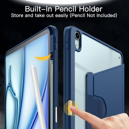 JETech Rotating Case for iPad Air 13-Inch M4/M3/M2 (2026/2025/2024) with Pencil Holder, 360 Degree Rotation Protective Stand Cover Clear Back, Auto Wake/Sleep (Purple)