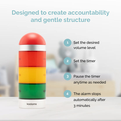 KADAMS Visual Timer for Kids with Audio Pre-Alarm - Traffic Light Alarm for Kids Toddler Teachers Classroom Home Time Management Tool 24hr Countdown Pause Memory Function