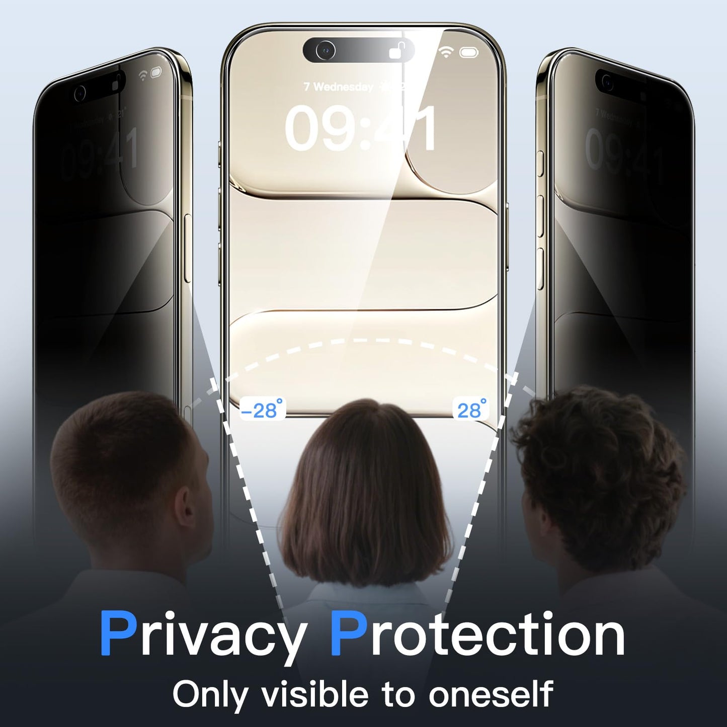 JETech Privacy Screen Protector for iPhone 15 6.1-Inch, Anti-Spy Tempered Glass Film with Easy Installation Tool, 2-Pack