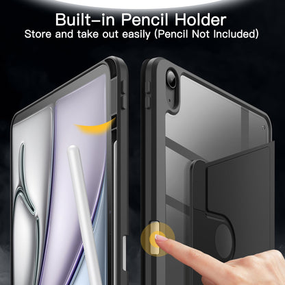 JETech Rotating Case for iPad Air 13-Inch M4/M3/M2 (2026/2025/2024) with Pencil Holder, 360 Degree Rotation Protective Stand Cover Clear Back, Auto Wake/Sleep (Purple)