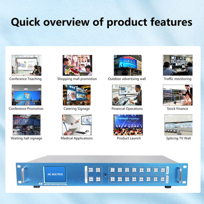 ICUIXIAN 16x16 HDMI Matrix Switch 4K@30Hz with Web GUI+LAN Port+Rs232 Control, Rack Mount HDMI Matrix 16x16 Support EDID, HDCP, Backlit Button, LED Screen Display (16 hdmi switcher 1x16 Splitter)