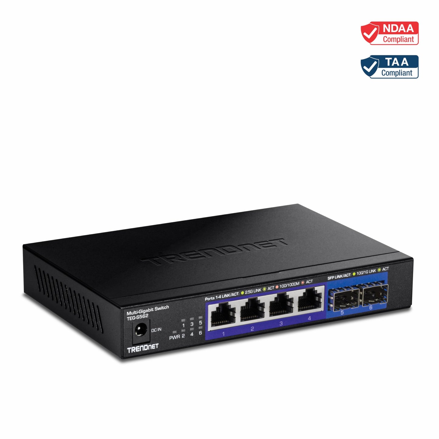 TRENDnet 5 Port Mini Gigabit Switch, TEG-S50g, GREENnet Technology, NDAA + TAA Compliant, Desktop Metal Ethernet Network Switch, 5 x Gigabit Ports, Fanless, Lifetime Protection, Black