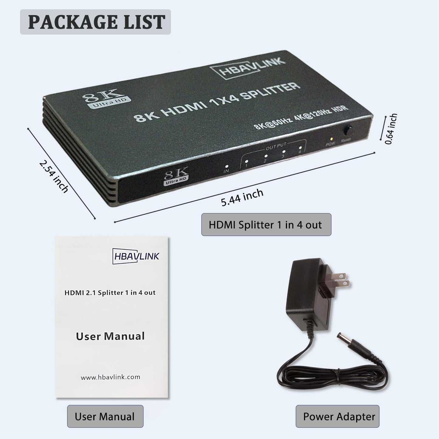 HDMI Splitter 1 in 2 Out 60Hz - HDCP Bypass 2.3, HDR, Dolby/DTS 5.1/7.1 - Compatible with Firestick 4k Max, PS3/PS5 & Elgato HD60s/x/Pro, Apple TV 4K, Retrotink, Roku Stick, NOT for Phone