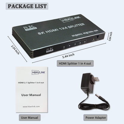 HDMI Splitter 1 in 2 Out 60Hz - HDCP Bypass 2.3, HDR, Dolby/DTS 5.1/7.1 - Compatible with Firestick 4k Max, PS3/PS5 & Elgato HD60s/x/Pro, Apple TV 4K, Retrotink, Roku Stick, NOT for Phone