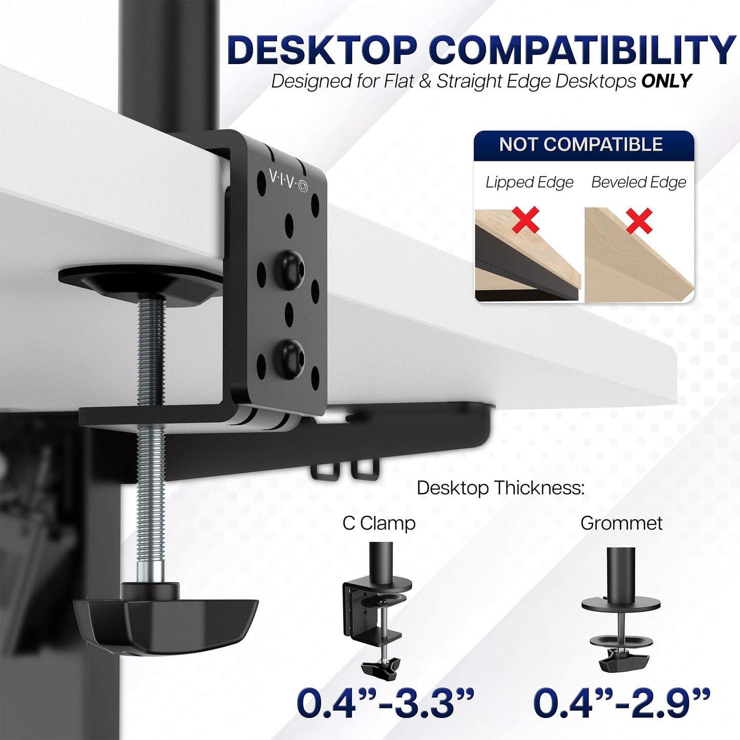 VIVO Dual Monitor Desk Mount, Holds 2 Computer Screens up to 30 inches and 22lbs Each, Heavy Duty Fully Adjustable Steel Stand with C-Clamp and Grommet, Black, STAND-V002