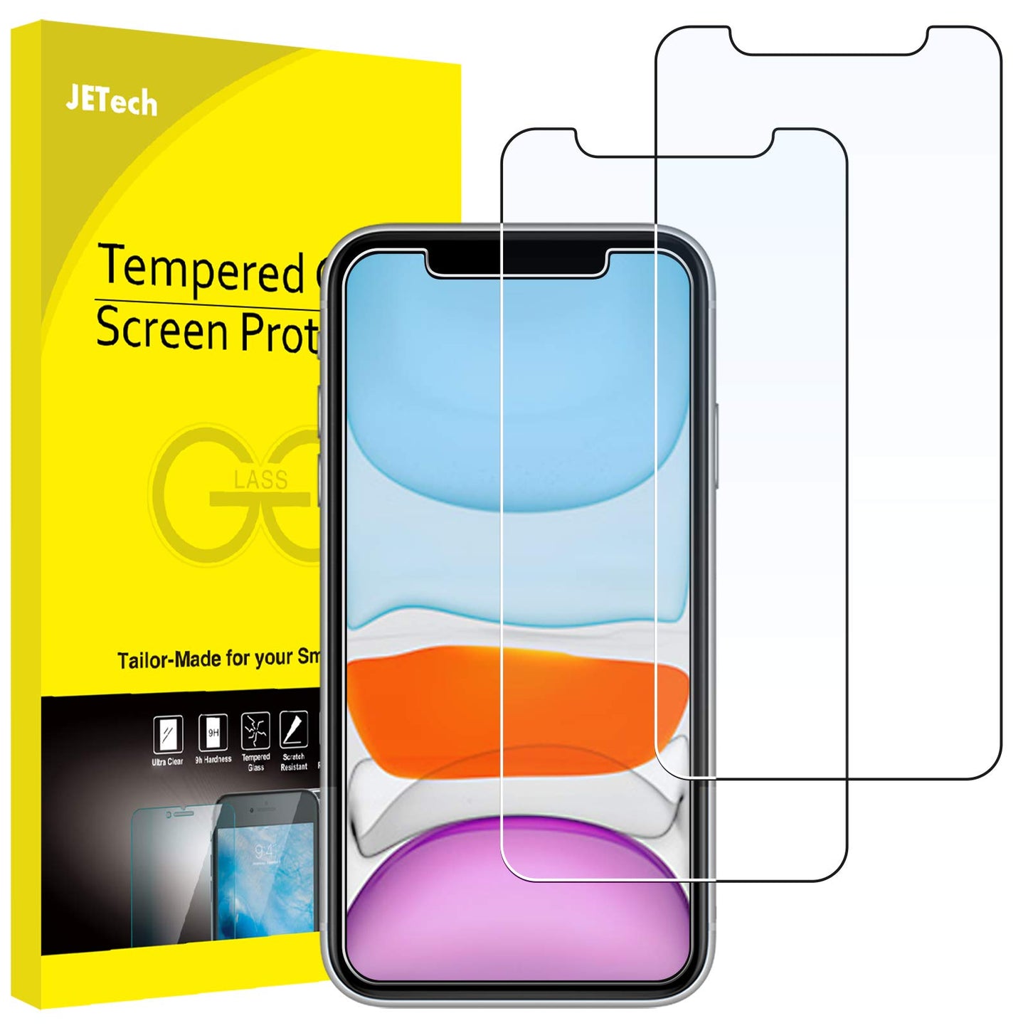 JETech Screen Protector for iPhone 8 Plus and iPhone 7 Plus 5.5-Inch, Tempered Glass Film, 2-Pack