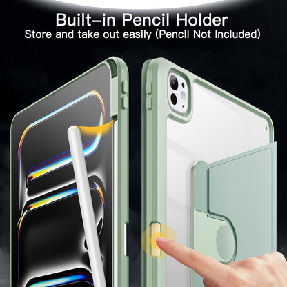 JETech Rotating Case for iPad mini (A17 Pro, 2024 Model, 7th Generation) / mini 6 (2021 Model, 6th Generation) with Pencil Holder, 360 Degree Rotation Protective Stand Cover Clear Back (Purple)
