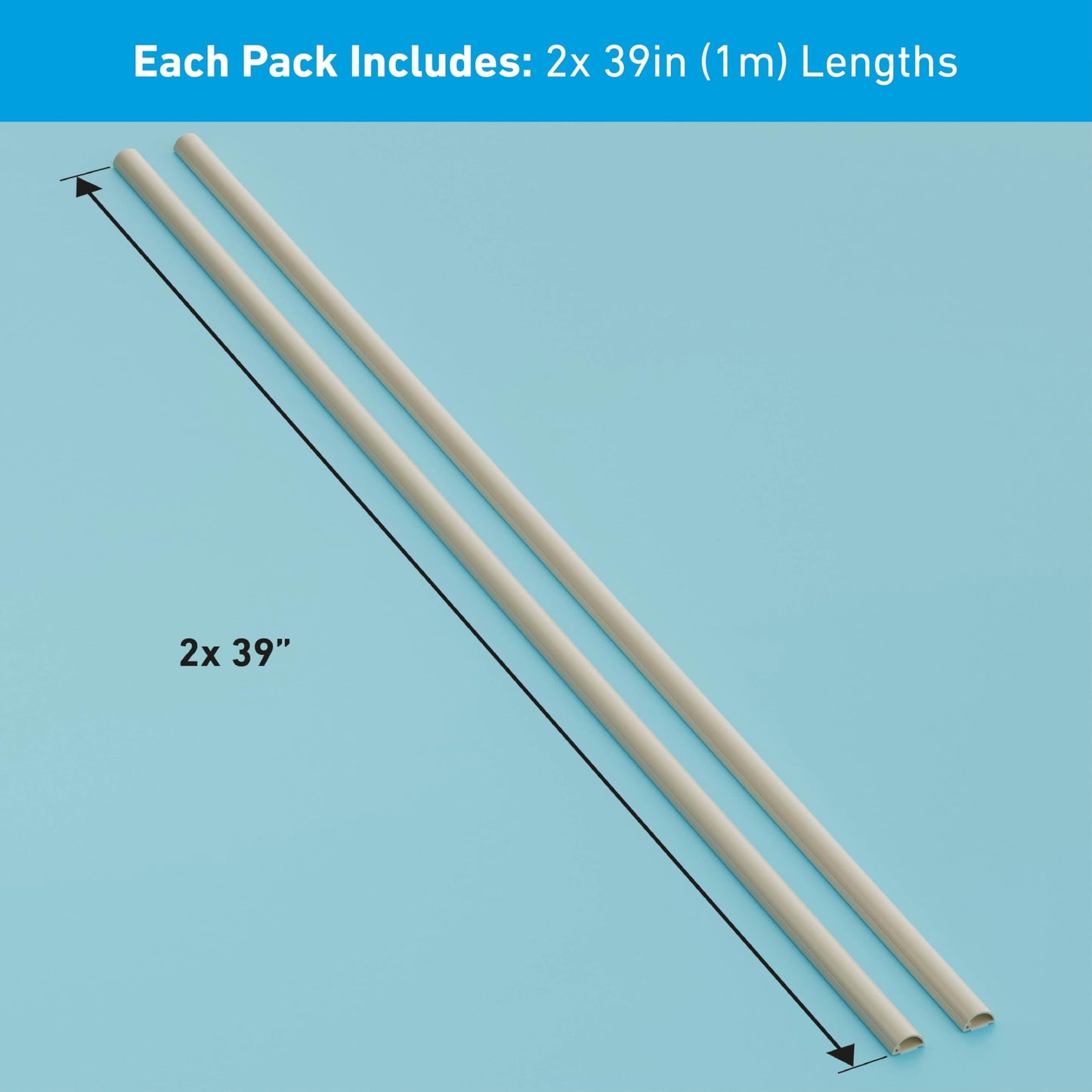 D-Line Cable Raceway On-Wall Cord Cover | 1D3015W | Surface Mount Electrical Channel to Hide and Conceal Cords, Cables, and Wires | White, Paintable