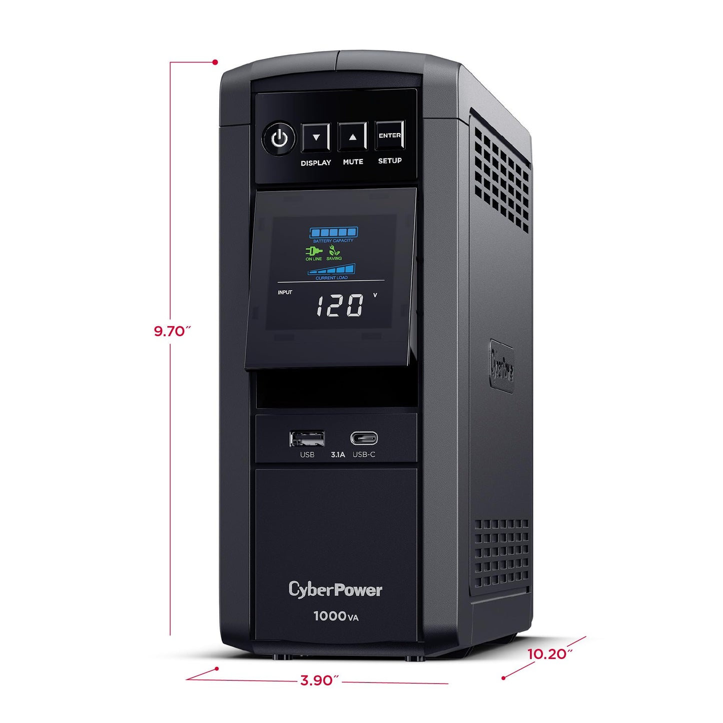 CyberPower CP1500PFCLCD PFC Sinewave UPS Battery Backup and Surge Protector, 1500VA/1000W, 12 Outlets, AVR, Mini Tower, UL Certified