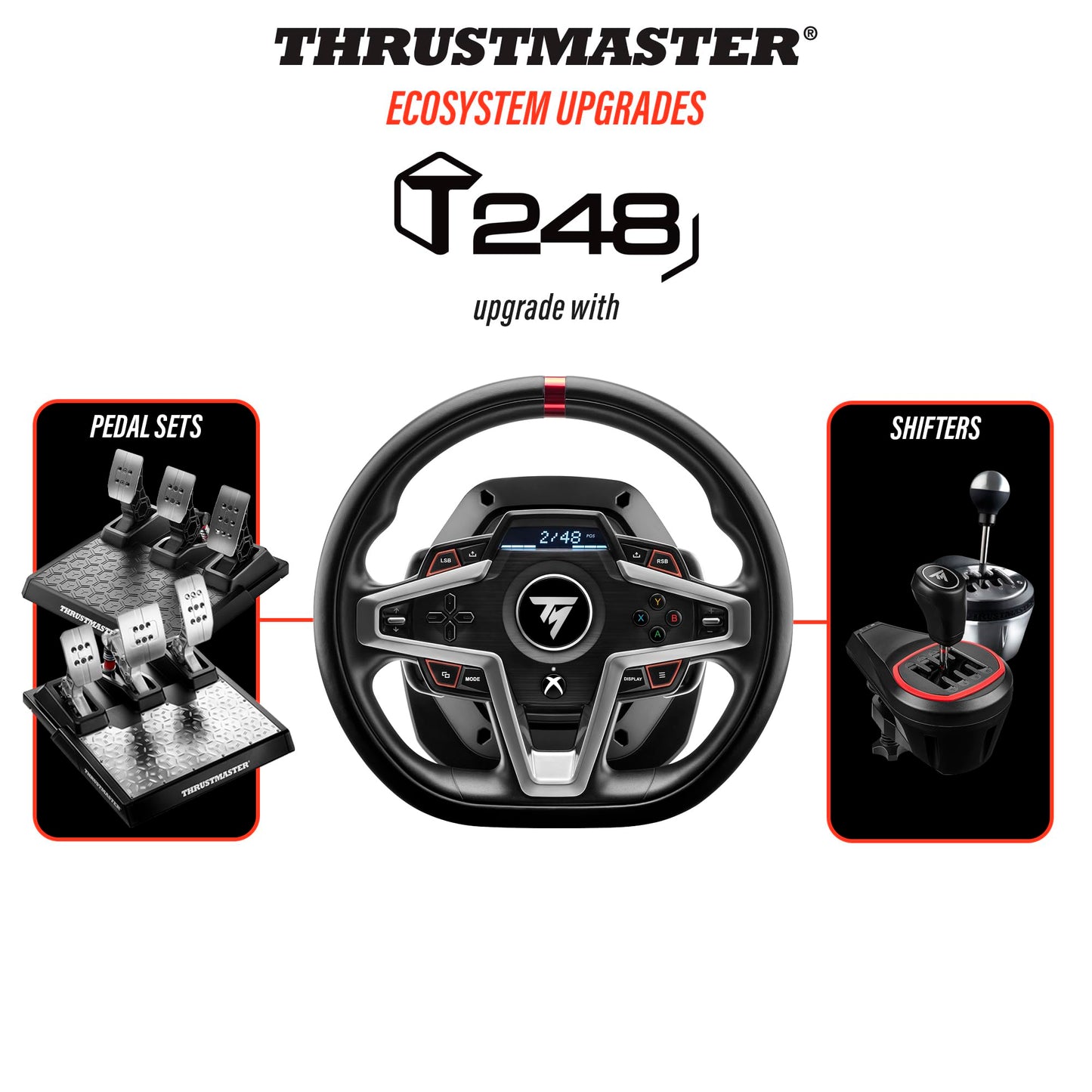 Thrustmaster T248R Racing Wheel & Magnetic Pedals for PS5, PS4 & PC – 3.1 Nm Hybrid Drive Force Feedback, Magnetic Paddle Shifters and Interactive LCD Display