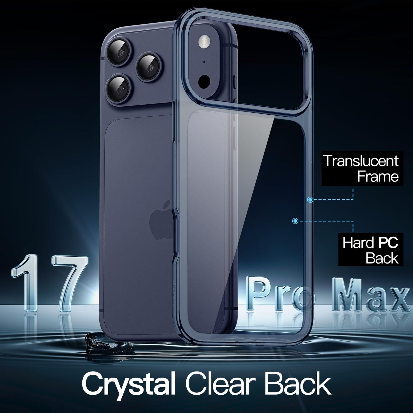 JETech Case for iPhone 17 Pro Max 6.9-Inch, Non-Yellowing Shockproof Phone Bumper Cover, Anti-Scratch Clear Back (Clear)