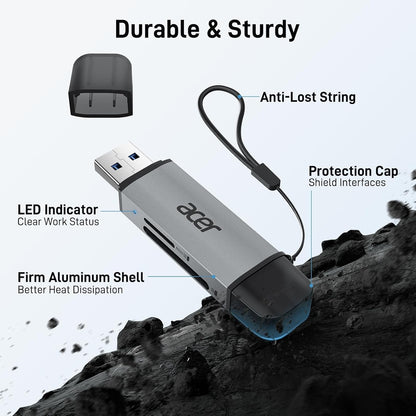 acer SD Card Reader USB C, Dual Slots USB Type C to Micro SD Card Adapter