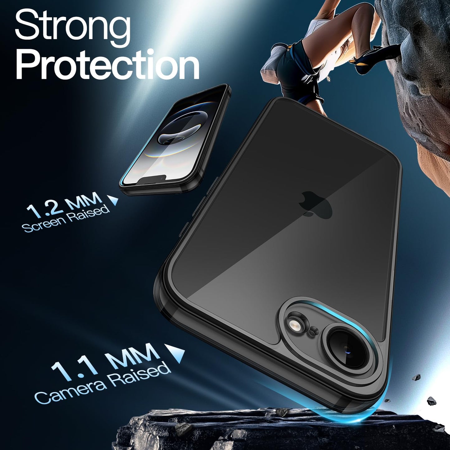 JETech Case for iPhone 16 6.1-Inch, Non-Yellowing Shockproof Phone Bumper Cover, Anti-Scratch Clear Back (Clear)